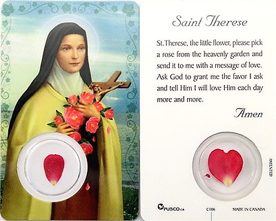 #ad NEW LAMINATED ST. THERESE LITTLE FLOWER HOLY CARD PRAYER TO OBTAIN A FAVOR