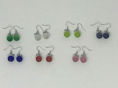 #ad Pierced Earrings with Light Enhancing Gem Stone Silver with Choice of Color