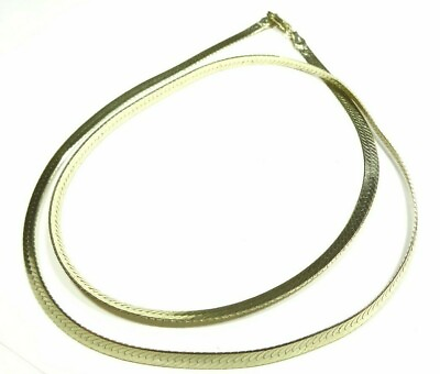 #ad 3.5mm HERRINGBONE FLAT CHAIN NECKLACE ITALY 925 GOLD ON STERLING SILVER 20quot;