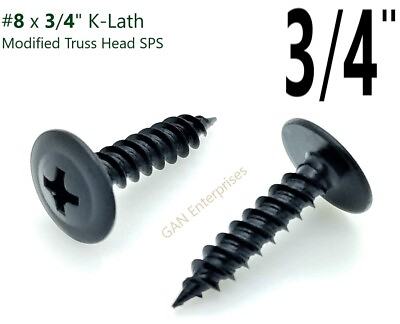 #ad Modified Truss Head Self piercing Screws # 8 x 3 4quot; K Lath Black 500