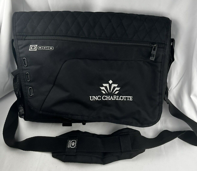OGIO Black Messenger Laptop Bag w UNC Charlotte Logo Computer Satchel Black