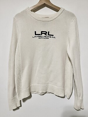 #ad LRL Lauren Ralph Lauren Womens Knit Sweater Large Cotton J7