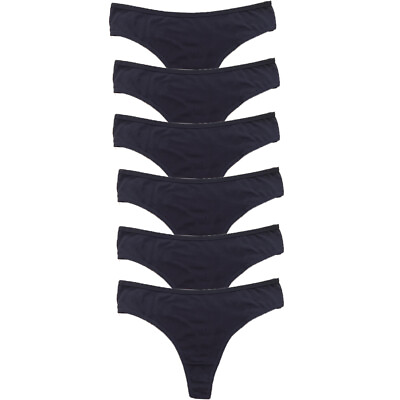 #ad 6 Lot Women Cotton Yoga Sport Black Active Thong Panties G String underwear S 3X