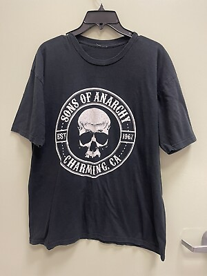 #ad Sons Of Anarchy SOA Mens Size XL Black T Shirt Skeleton Skull Charming CA
