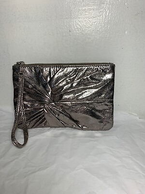 EXPRESS Silver Evening Bag Wristlet Clutch Knot Bag 9” X 6.25” $12.98