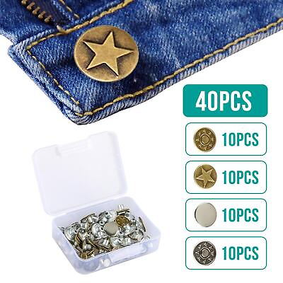 #ad 40pcs 17mm Metal Hammer on Denim Replacement Rhinestone Jeans Studs Buttons
