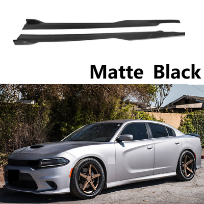 #ad Matte Black For Dodge Charger 15 18 SRT 19 23 RT Scat Pack Side Skirts Extension