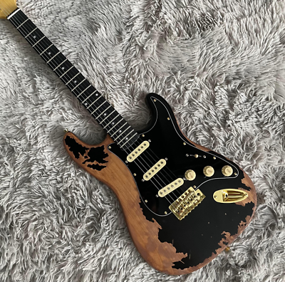 #ad Custom Electric Guitar Relic Black S S S Pickups ST Gold Hardware Free Shipping