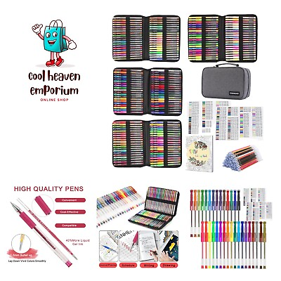 #ad 160 Colored Gel Pens Set 320 Pack Gel Pen Include Glitter Metallic Pastel Ne...