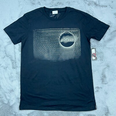 #ad Alpinestars Shirt Men Small Black Magnetic Effect Classic Graphic Print