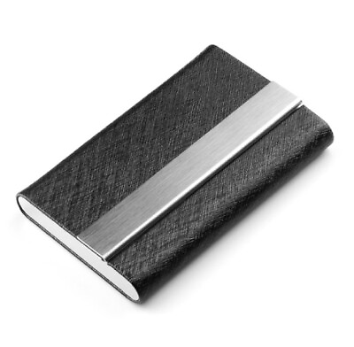 #ad Metal PU Leather Pocket Card Holder Slim Business ID Credit Card Case Wallet