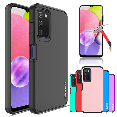 #ad For Samsung Galaxy A03S Armor Case Rugged Cover Tempered Glass Screen Protector