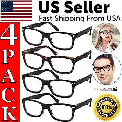 #ad Mens Womens Reading Glasses 4 Pairs Unisex Classic Retro Spring Hinge Readers