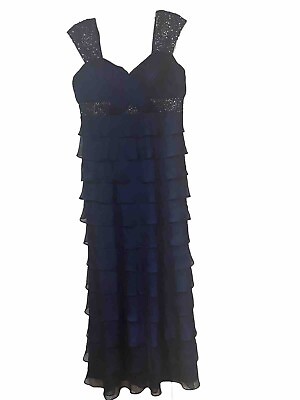 #ad Ignite Evening by Carollin Women#x27;s Formal Sleeveless Maxi Dress Navy Gown 12
