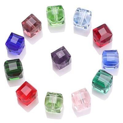 #ad Clear AB Cube Beads Crystal Glass Square Bead 2 10mm Charms DIY Jewelry Making