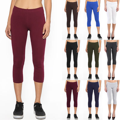 #ad Women Premium Cotton Spandex Yoga Capris Crop leggings 24quot; Inseam S 5X USA