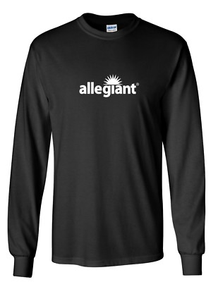 #ad Allegiant Airline White Logo US Aviation Travel Cotton Black Long Sleeve T Shirt