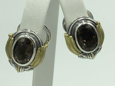 #ad NEW Lagos Arcadian $1825 Smoky Quartz 18K Gold Sterling Silver Earrings