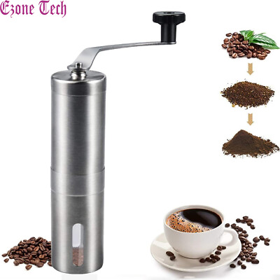 #ad Portable Manual Coffee Grinder Stainless Steel with Ceramic Burr Bean Mill