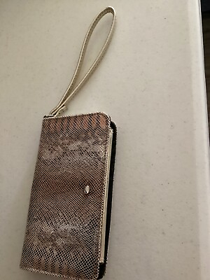 #ad Women’s Phone Wristlet Wallet Metallic Gold Snap Closure Phone Case 61 4X31 2 .