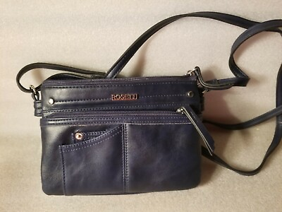 Rosetta Purse Handbag Shoulder Navy Blue Small Med Zippered Front amp; Opening $13.00