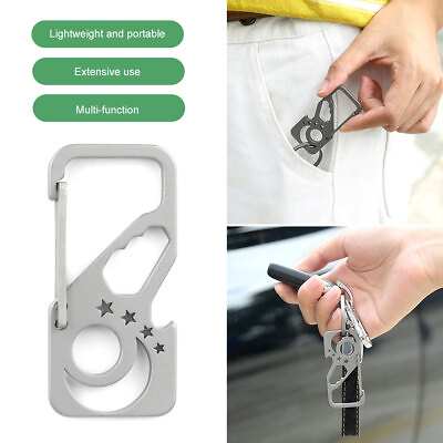 #ad Stainless Steel Buckle Carabiner Keychain Key Ring Hook Lock Outdoor Climbing US