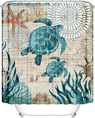 #ad #ad Sea Turtle Shower Curtain for Bathroom 3D Ocean Beach Fabric Shower Curtain Dec