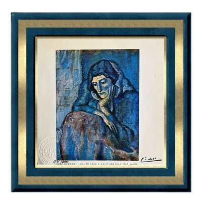 #ad Pablo Picasso Original Signed Hand Tipped Print Woman in Blue1902