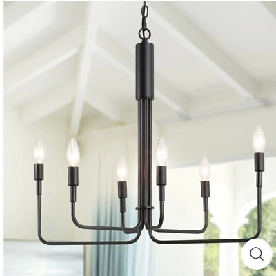 #ad LNC TRADITIONAL MODERN FRENCH PARLOR CHANDELIER 6LIGHTS BLACK