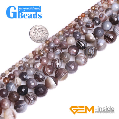 #ad Natural Botswana Agate Gemstone Faceted Round Beads Free Shipping 15quot;4mm 6mm 8mm