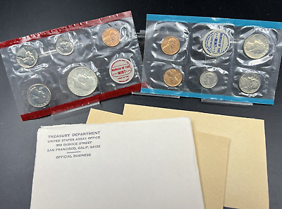 #ad 1970 P amp; D Mint Set BU Coins US Mint OGP w 40% Silver Kennedy 50c Large Date 1c