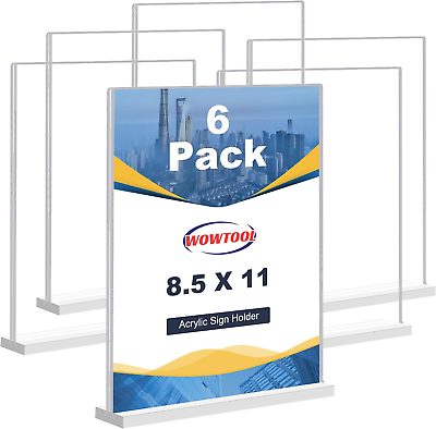 #ad 8.5x11 Acrylic Sign Holder 6 Pack Clear Stands for Display 8 1 2 x 11 Paper