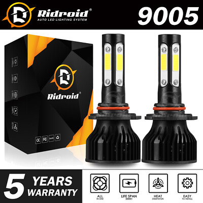 #ad Pair 4 sides LED Headlight Kit 9005 HB3 H10 9140 9145 2400W 6000K 360000LM Bulbs
