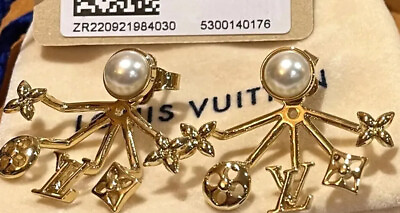 #ad Earrings Louis ￼Vuitton Cruiser Earrings Pearl Box Receipt France Gift New