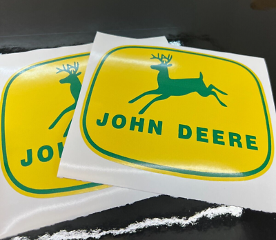 #ad Two John Deere Classic 4 Leg Deer Vinyl Stickers Decals 5.75x4.5quot; Tractor