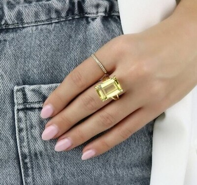 #ad Sterling silver quartz ring · natural lemon quartz ring · semiprecious ring