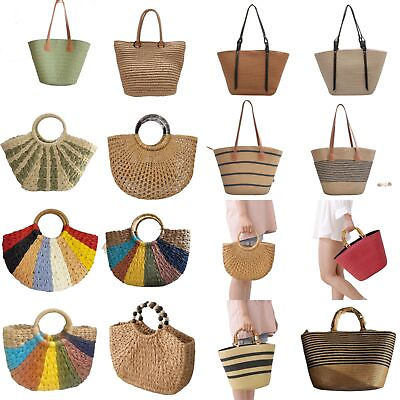 #ad Large Straw Bag for Summer Beach Bag Womens Woven Tote Bags Rattan Shoulder Bags