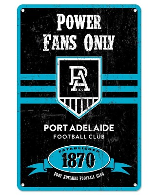 #ad AFL Retro Supporter Tin Sign Port Adelaide Power Man Cave Heritage