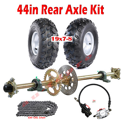 #ad 44quot; Rear Axle Brake Chain 8quot; Wheels Assy fr ATV Drift Trike Quad Gokart Cart DIY