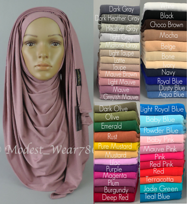 #ad Premium Cotton Jersey Maxi Hijab Scarf Shawl Wrap Islam Muslim 180X80cm