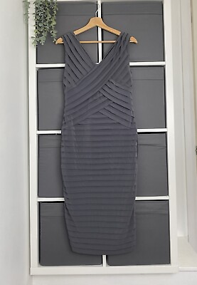 #ad Mint Velvet Bodycon Sheath Dress Size 12 Grey Layered Bandage Cocktail Evening