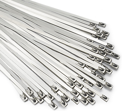 #ad Metal Zip Ties 11.8 Inch 100Pcs 304 Stainless Steel Zip Ties Heavy Duty Multi Pu