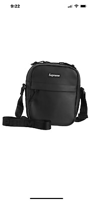 #ad Supreme Leather Shoulder Bag BLACK