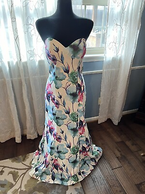 #ad Terani Couture timeless floral watercolor Mermaid Prom Gown Size 10