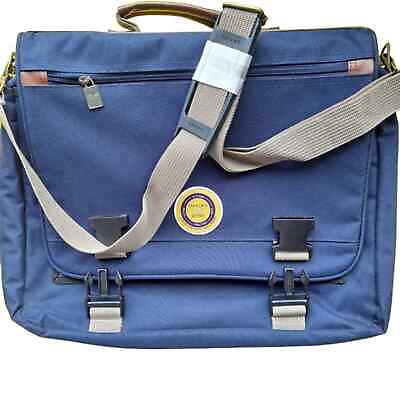 #ad LEED#x27;S Large Blue Multi Compartment Laptop Bag w Secure Clasp Closure OS