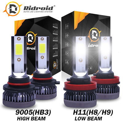#ad 4x 9005H11 LED Headlight Combo High Low Beam Bulbs Kit Super White Bright Lamps