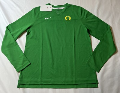 #ad Nike Dri Fit Oregon Ducks Long Sleeve V Neck T Shirt Green NEW Women#x27;s Medium