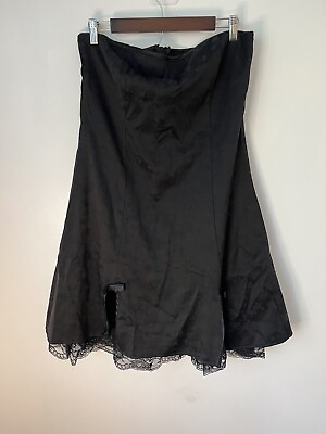 #ad I.N. San Francisco Black Strapless Skater Dress Siz 13 Floral imprint Goth Lace
