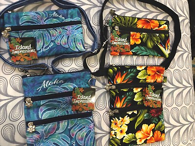 #ad 2 Sets Of Aloha Print Crossbody Bags With Matching Wristlets For Each Set