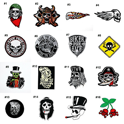 #ad Skull Biker Rock Punk Retro Hardcore Tattoo Style Clothing Jeans Iron on Patch